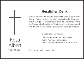 Anzeige von Rosa Albert von MGO