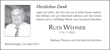 Anzeige von Rudi Wehner von MGO