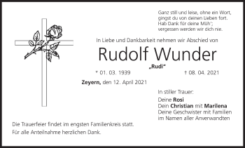 Anzeige von Rudolf Wunder von MGO