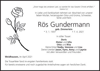 Anzeige von Rös Gundermann von MGO