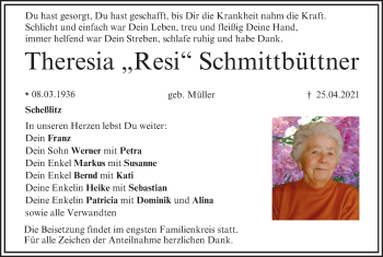 Anzeige von Theresia Schmittbüttner von MGO