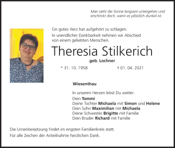 Anzeige von Theresia Stilkerich von MGO