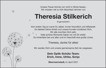 Anzeige von Theresia Stilkerich von MGO