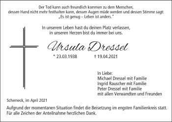 Anzeige von Ursula Dressel von MGO