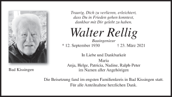 Anzeige von Walter Rellig von MGO
