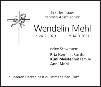 Anzeige von Wendelin Mehl von MGO