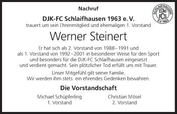 Anzeige von Werner Steinert von MGO