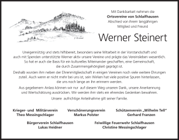 Anzeige von Werner Steinert von MGO