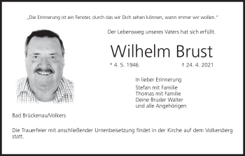 Anzeige von Wilhelm Brust von MGO