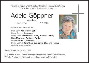 Anzeige von Adele Göppner von MGO