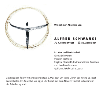 Anzeige von Alfred Schwanse von MGO