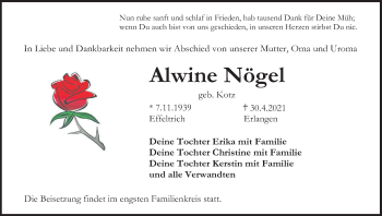 Anzeige von Alwine Nögel von MGO