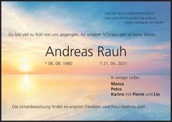 Anzeige von Andreas Rauh von MGO