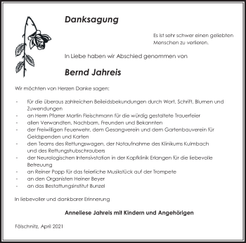 Anzeige von Bernd Jahreis von MGO