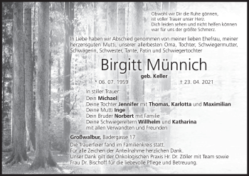 Anzeige von Birgitt Münnich von MGO