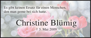 Anzeige von Christine Blümig von MGO