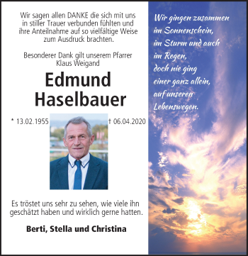 Anzeige von Edmund  Haselbauer von MGO