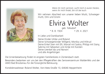 Anzeige von Elvira Wolter von MGO