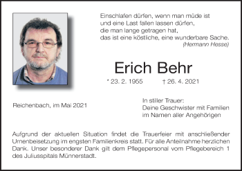 Anzeige von Erich Behr von MGO