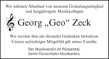 Anzeige von Georg Zeck von MGO