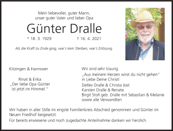Anzeige von Günter Dralle von MGO