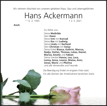 Anzeige von Hans Ackermann von MGO