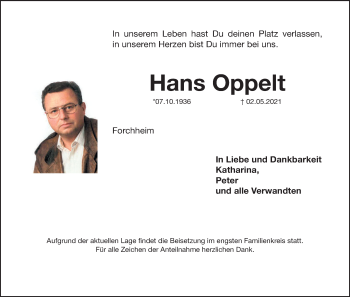 Anzeige von Hans Oppelt von MGO