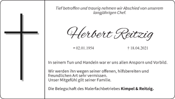 Anzeige von Herbert Reitzig von MGO