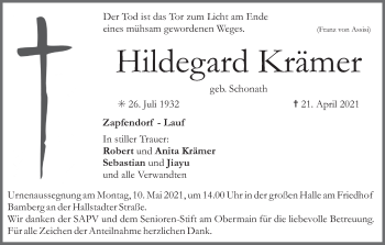 Anzeige von Hildegard Krämer von MGO