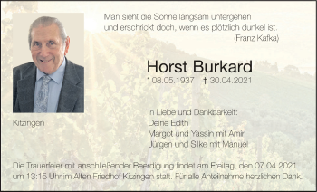 Anzeige von Horst Burkard von MGO