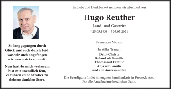 Anzeige von Hugo Reuther von MGO