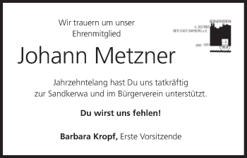 Anzeige von Johann Metzner von MGO