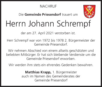 Anzeige von Johann Schrempf von MGO