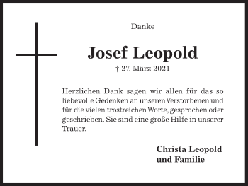 Anzeige von Josef Leopold von MGO