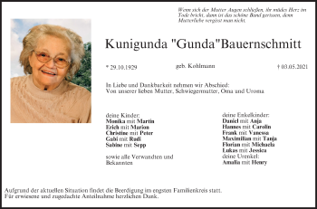 Anzeige von Kunigunda Bauernschmitt von MGO