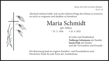 Anzeige von Maria Schmidt von MGO