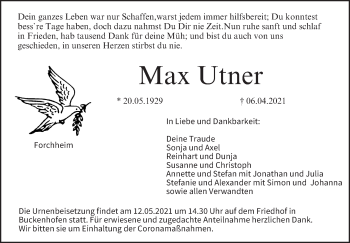 Anzeige von Max Utner von MGO
