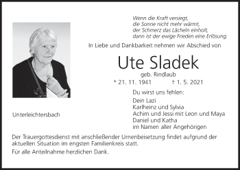 Anzeige von Ute Sladek von MGO