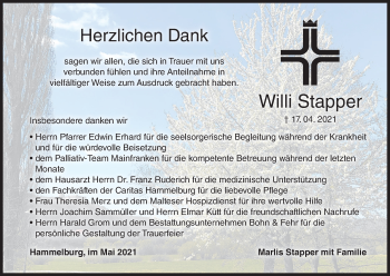 Anzeige von Willi Stapper von MGO