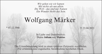 Anzeige von Wolfgang Märker von MGO