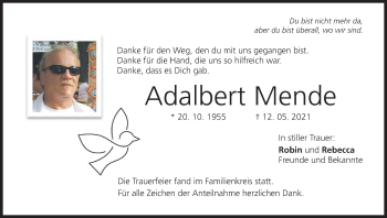 Anzeige von Adalbert Mende von MGO