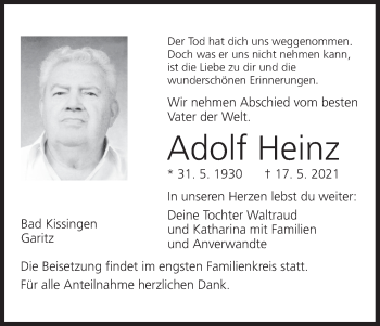 Anzeige von Adolf Heinz von MGO