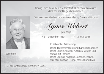 Anzeige von Agnes Webert von MGO