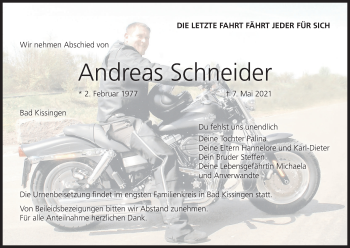 Anzeige von Andreas Schneider von MGO