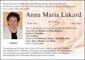 Anzeige von Anna Maria Lukard von MGO