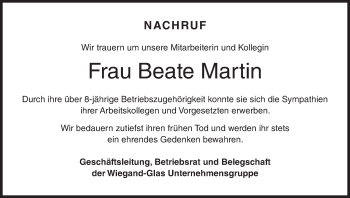 Anzeige von Beate Martin von MGO
