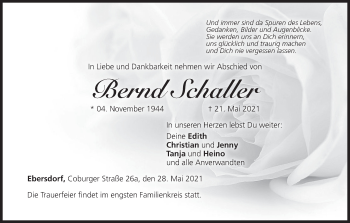 Anzeige von Bernd Schaller von MGO