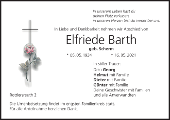Anzeige von Elfriede Barth von MGO