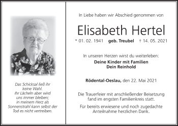 Anzeige von Elisabeth Hertel von MGO