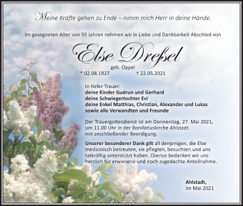 Anzeige von Else Dreßel von MGO